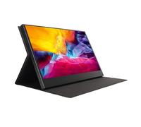 Schermo Esterno del Computer, Doppio Altoparlante da 100-240 V Monitor Portatile da 13,3 Pollici FHD 1920x1080P con Custodia in Pelle per Giochi per Smartphone (Spina UE)