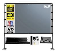 Schermo for proiettore con supporto grigio anti-luce pieghevole a doppia staffa piastra in ferro da 84-120 pollici borsa for il trasporto portatile(100 inch)