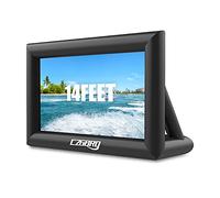 Schermo gonfiabile per proiettore, per esterni, per feste cinematografiche, in cortile, con soffiatore d'aria e borsa per il trasporto, proiezione anteriore e posteriore (4 m con ventilatore)