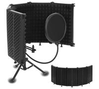 Schermo isolante per microfono con filtro pop, triplo isolamento acustico, pieghevole in 5 parti, con treppiede, adatto per Blue Yeti e qualsiasi attrezzatura di registrazione microfono a condensatore