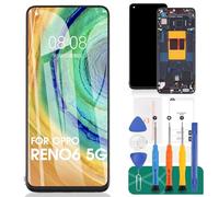Schermo LCD di ricambio OLED per Oppo Reno6/Reno 6 5G per OPPO PEQM00, CPH2251, kit digitalizzatore touch con telaio (nero, con impronte digitali, non per 4G)