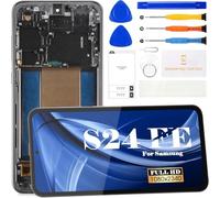 Schermo LCD di ricambio OLED per Samsung Galaxy S24 FE 5G per Samsung S24 FE 5G Touch Screen Digitizer SM-S721B SM-S721W SM-S721U Kit di riparazione con telaio (nero, con impronte digitali)
