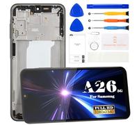 Schermo LCD TFT per Samsung Galaxy A26 5G per Samsung A26 A266 A266B SM-A266B SM-A266B SM-A266E Digitizer Touch Assembly Kit di riparazione con telaio (nero, senza impronte digitali)