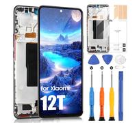 Schermo LCD TFT per Xiaomi 12T /12T Pro 5G LCD Screen per Xiaomi 12T 22071212AG 12T Pro 5G 22081212UG 6,67" Schermo Digitalizer Touch Screen Assembly con Strumenti (Nero con Telaio, Senza impronta)