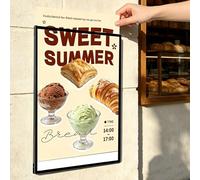 Schermo LED Pubblicitario A4/A3/A2/A1, Pannello Luminoso a LED Da Parete, Lavagna per Menù Ultra Sottile Con Vetro Temperato, Display per Poster a LED per Cinema, Teatro, Bar, Dettaglio Black-A4