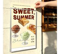 Schermo LED Pubblicitario A4/A3/A2/A1, Pannello Luminoso a LED Da Parete, Lavagna per Menù Ultra Sottile Con Vetro Temperato, Display per Poster a LED per Cinema, Teatro, Bar, Dettaglio Silver-A1