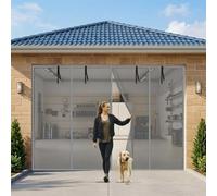 Schermo Magnetico Per Porta Del Garage Per 1 Auto Resistente Rete Anti Zanzare, Chiusura Automatica Magneti Forti Senza Forare Mani Libere Passaggio Cani(Gray,365x215cm(WxH))