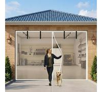Schermo Magnetico Per Porta Del Garage Per 1 Auto Resistente Rete Anti Zanzare, Chiusura Automatica Magneti Forti Senza Forare Mani Libere Passaggio Cani(White,365x215cm(WxH))