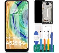 Schermo OLED per Samsung A52S 5G di ricambio per Samsung Galaxy A52S 5G Display LCD per SM-A528B, SM-A528B/DS Digitizer Touch Screen Assembly Repair con telaio (supporto impronte digitali)