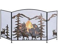 Schermo parascintille per Camino, Extra Largo, Pieghevole a 3 Pannelli, Protezione antiscintille Vintage con Motivo paesaggistico, per Cani, Gatti e Bambini, a Prova di Sicurezza