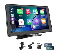 Schermo per Auto 9" con Wireless Carplay e Android Auto - Display Carplay con Telecamera Posteriore | Trasmettitore FM, AUX - Portatile Autoradio per la Maggior parte delle Auto