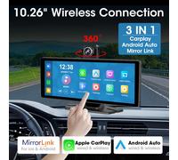 Schermo per auto Carplay portatile universale da 10,26 pollici Schermo Carplay wireless Stereo per auto wireless Carplay Touchscreen per auto Android Auto