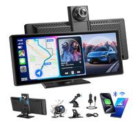 Schermo Per Auto, Carplay Wireless Android Auto, Touchscreen da 8.88 Pollici con doppia telecamera anteriore + posteriore 4K 1080P, Mirror Link, Controllo Vocale, GPS, Bluetooth, AUX, FM, 64G TF