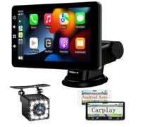 Schermo per Auto con Wireless CarPlay - Display Android Auto 7 Pollici Touchscreen Monitor - Portatile Autoradio Carplay con Mirror Link, Retrocamera, Assistente Vocale, AUX/TF