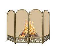 Schermo per caminetto, protezione antincendio, rete decorativa per cancello in metallo pieghevole in ferro battuto a 4 pannelli, copertura parascintille in acciaio massiccio per neonati e animali
