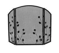 Schermo per camino da interno Fire Guard Schermo pieghevole in ferro battuto a 3 pannelli ad arco, copertura in rete decorativa in metallo per esterni Design solido per recinzione a foglia (Color :