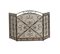 Schermo per camino Elegante paravento for camino in ferro battuto, decorazione traforata for soggiorno(Brown)