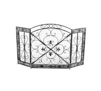 Schermo per camino Elegante paravento for camino in ferro battuto, decorazione traforata for soggiorno(Black)