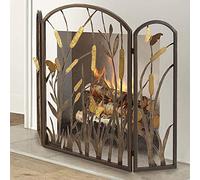 Schermo per camino in metallo marrone, recinzione solida di protezione sicura per animali domestici per bambini, protezione antincendio autoportante per fuochi aperti/fuochi a gas (Colore: Marrone,