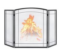Schermo per camino moderno in metallo battuto 48 L x 29 A - Copertura parascintille pieghevole in rete con design ad arco per arredamento interno - Protezione per schermo antincendio resistente, ner