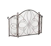 Schermo per camino, Paravento for camino a 2 ante rosso-marrone con angoli, motivo retrò, griglia antica, decorazione for soggiorno, ferro