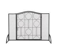 Schermo per camino, Paravento for camino con anta singola, parte superiore curva, sottile, rotondo, decorativo, in ferro 102x20x74CM