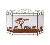 Schermo per camino, Paravento for camino marrone a tre ante a forma di elefante con intagli cavi