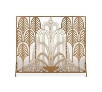 Schermo per camino Schermo divisorio for camino a forma di foglia, stile invecchiato dorato, for soggiorno