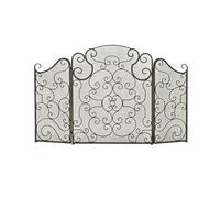 Schermo per camino, Schermo for camino in metallo nero realizzato in ferro, porta decorativa pieghevole for