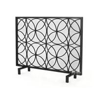 Schermo per camino Single-sided Fireplace Screen Iron Decorative Home With Mesh Guardrail Living Room European Partition(Nero)
