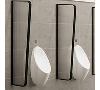 Schermo per orinatoio Divisorio per toilette, divi Parete divisoria for orinatoio in vetro traslucido a parete in acciaio inox nero/oro 120x40 cm(Black,3 Pcs)