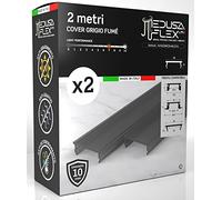 Schermo per Profilo alluminio per Strisce LED MEDUSAFLEX mod. Andromeda 2 Metri - Grigia - Made in Italy in Policarbonato stabilizzato UV e certificata UL94HB - Garanzia 10 anni - Pacco da 2 (4m)