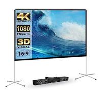 Schermo per proiettore AODIOU da 120" 16:9, HD 4K, portatile, con supporto, opaco, tessuto, montaggio a pavimento