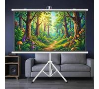 Schermo per Proiettore con Supporto 40" 50" 60" per Spazi Piccoli | Schermo Tripod Per Proiettore Da Cortile Schermo Video Manuale HD, Schermo Di Proiezione Mobile Compatto(White,50in-16:9)