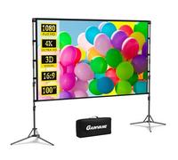 Schermo per proiettore con supporto, pieghevole, portatile, 100 pollici, 16:9, HD 4K, schermo di proiezione a doppia faccia con borsa per il trasporto, schermo video per interni ed esterni per home