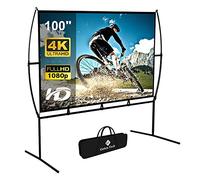 Schermo per proiettore con supporto pieghevole portatile (16:9), HD 4K, doppio lato, per interni ed esterni, schermo di proiezione per home theater (100 pollici)