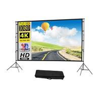 Schermo per Proiettore con Supporto, Schermo Cinematografico Pieghevole Portatile con Retro Nero per Serate al Cinema, Campeggio(84inch)