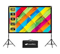 Schermo per proiettore con supporto, wootfairy 120 pollici, portatile e pieghevole, per interni ed esterni, 16:9, 4K, HD, schermo per film anteriore e posteriore, senza pieghe, con borsa per il