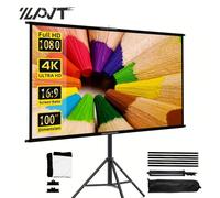 Schermo per proiettore con treppiede e supporto 60", 72" 4:3, 16:9 4K HD, schermo di proiezione senza pieghe, altezza regolabile, portatile, per proiettore, uso interno ed esterno, per film, casa cine