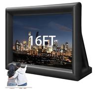 Schermo per proiettore da esterno, Schermo cinematografico gonfiabile con corda, ventilatore d'aria, chiodi da terra e borsa per il trasporto, proiezione anteriore e posteriore, per teatro, calc 16ft