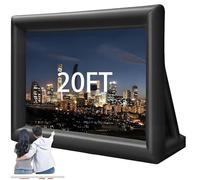 Schermo per proiettore da esterno, Schermo cinematografico gonfiabile con corda, ventilatore d'aria, chiodi da terra e borsa per il trasporto, proiezione anteriore e posteriore, per teatro, calc 20ft