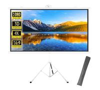 Schermo per Proiettore Portatile da 60/72 pollici con Supporto, Estraibile per Interni/Esterni, Schermo Cinematografico HD 4K 16:9 con Borsa per il Trasporto(White Screen,50 inch)