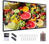 Schermo per proiettore portatile per esterni e interni, schermo 4K 16:9 HD, pieghevole, senza pieghe, 1.1 GAIN, visualizzazione a 160°, supporta proiezione anteriore e posteriore con 16 ganci adesivi