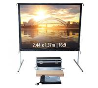 Schermo per proiezione mobile con struttura pieghevole Kimex 2,44x1,37 m Formato 16:9 Tessuto per retroproiezione