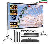 Schermo Per Proiezione Telo Proiettore Avvolgibile Manuale 16:9 HD 4K 305 Cm Pro