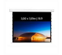 Schermo per proiezioni elettrico tensionato Kimex 3,00x1,69m Formato 16:9 Wi-Fi Alloggiamento bianco