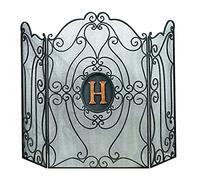 Schermo per stufa a legna Schermo per camino a 3 pannelli Protezione in rete antincendio in ferro battuto per interni ed esterni, Recinzione per caminetto a prova di sicurezza per bambini 90 cm di