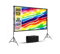 Schermo pieghevole bianco morbido con supporto | Tessuto resistente alle pieghe, multidimensione dotato di borsa for il trasporto for la visione all'aperto(60 inch)