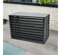Schermo privacy in alluminio per condizionatori d'aria Scudo di riduzione del rumore con copertura superiore Involucro pompa di calore resistente alle intemperie grigio 100x50x70cmIdeal per spazi
