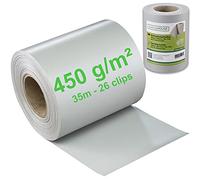 Schermo privacy in PVC per recinzione a doppio picchetto - schermo privacy da giardino con clip - 450g/m² - 35m x 19cm, schermo privacy per recinzione, pellicola per recinzione (Grigio chiaro)